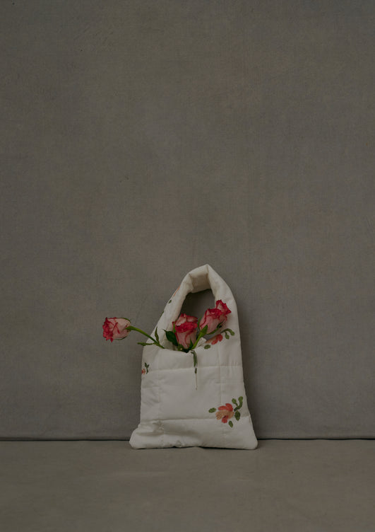 Bag with white floral print